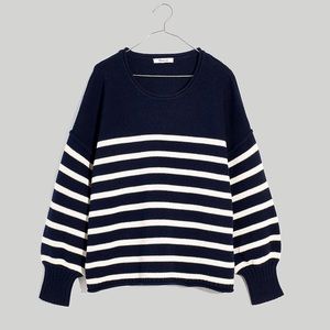 Madewell Conway Pullover Sweater Stripe Deep Indigo